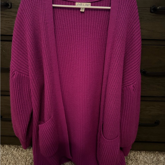 She + Sky Women's Vibrant Purple Cardigan - Picture 1 of 1